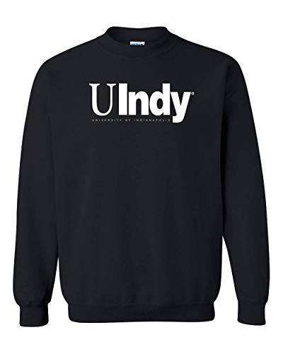 University of Indianapolis UIndy White Text Crewneck Sweatshirt - Black
