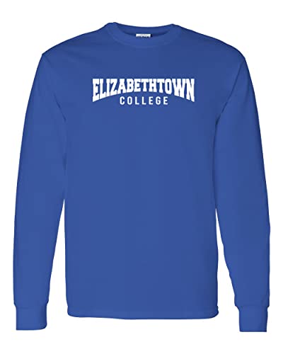 Elizabethtown College Block Text 1 Color Long Sleeve Shirt - Royal