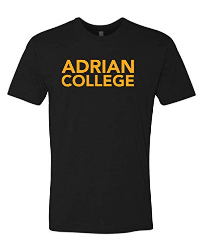 Adrian College Stacked 1 Color Gold Text T-Shirt - Black