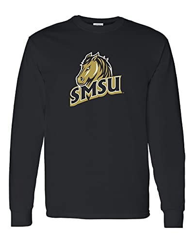 Southwest Minnesota SMSU Logo Full Color Long Sleeve Shirt - Black