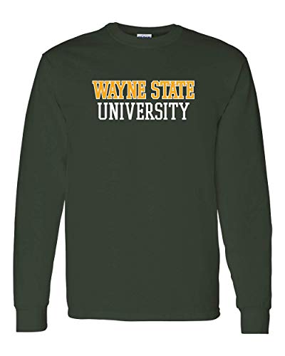 Wayne State University Two Color Long Sleeve - Forest Green