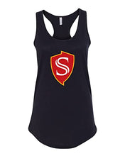 Load image into Gallery viewer, Stanislaus State Shield Ladies Tank Top - Black

