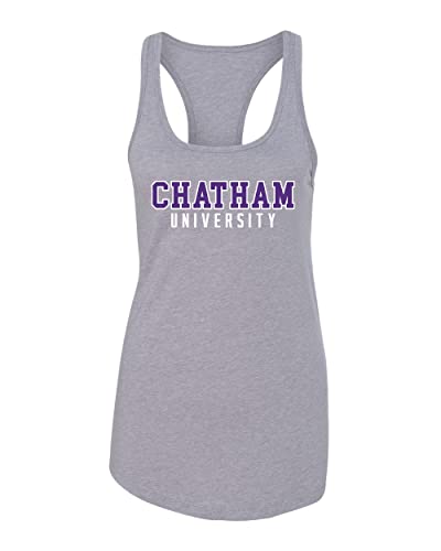 Chatham University Block Letters Two Color Ladies Tank Top - Heather Grey