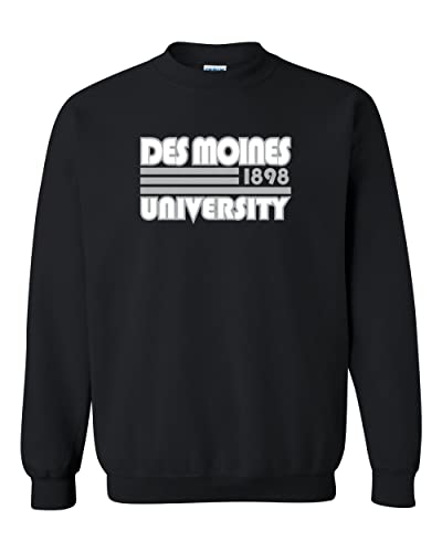 Retro Des Moines University Crewneck Sweatshirt - Black