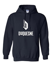 Load image into Gallery viewer, Duquesne University Stacked Hooded Sweatshirt - Navy
