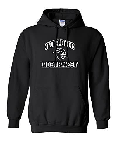 Purdue Northwest Stacked One Color Hooded Sweatshirt - Black