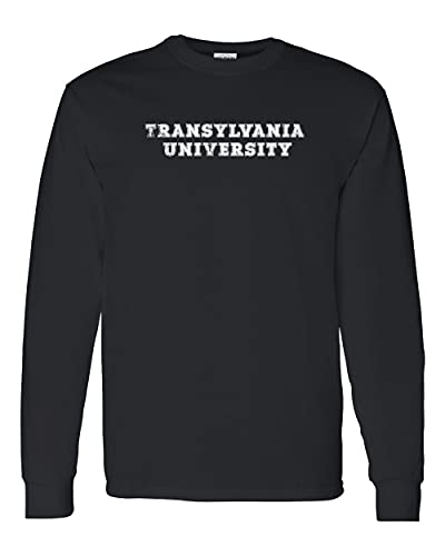 Transylvania University Text Distressed Long Sleeve Shirt - Black