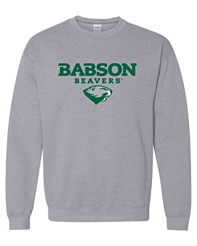 Babson Beavers Full Logo Crewneck Sweatshirt - Sport Grey