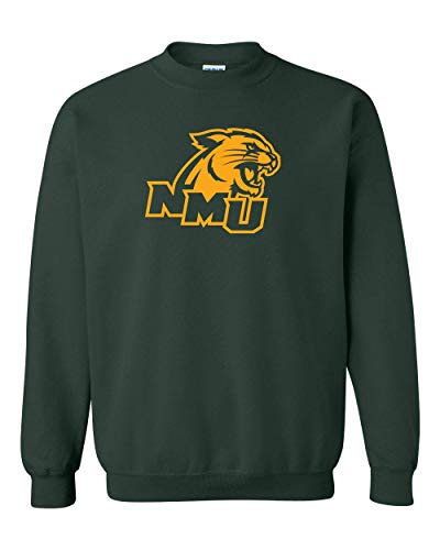 NMU Wildcats One Color Crewneck Sweatshirts - Forest Green