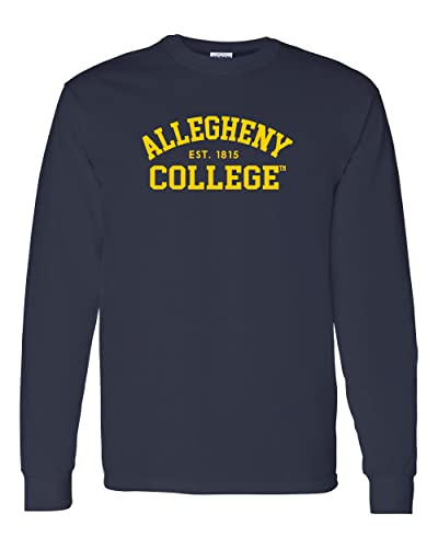 Allegheny College Block Text Long Sleeve Shirt - Navy
