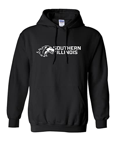 Southern Illinois Horizontal One Color Hooded Sweatshirt - Black