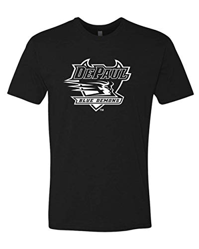 Premium DePaul University 1 Color Full Logo Adult T-Shirt - Black
