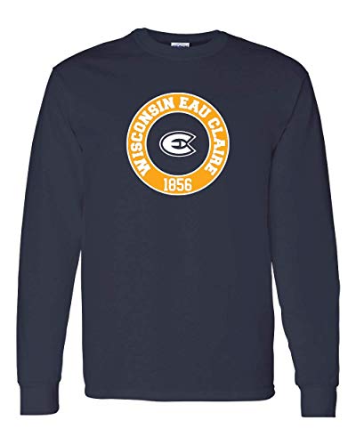Wisconsin Eau Claire Circle Two Color Long Sleeve T-Shirt - Navy