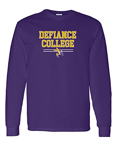 Defiance College Stacked Two Color Long Sleeve Shirt - Purple