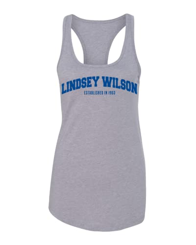 Lindsey Wilson College Block Ladies Tank Top - Heather Grey