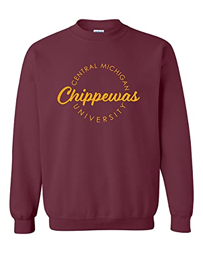 Central Michigan University Circular 1 Color Crewneck Sweatshirt - Maroon