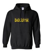 Load image into Gallery viewer, Minnesota Duluth Gold Text Hooded Sweatshirt - Black
