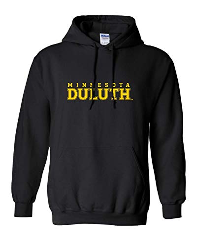 Minnesota Duluth Gold Text Hooded Sweatshirt - Black