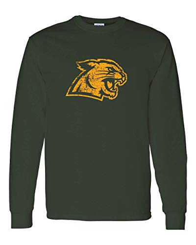 Northern Michigan Wildcat Distressed Long Sleeve - Forest Green