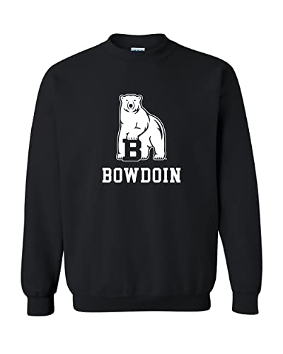 Bowdoin College Polar Bear B Crewneck Sweatshirt - Black