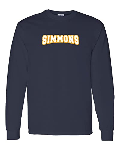 Simmons University Block Letters Long Sleeve Shirt - Navy