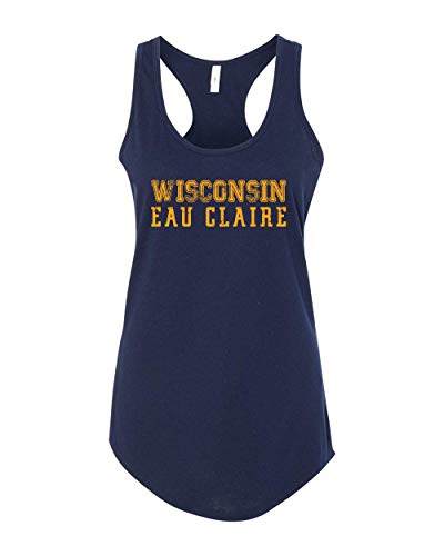 Wisconsin Eau Claire Block Distressed Tank Top - Midnight Navy