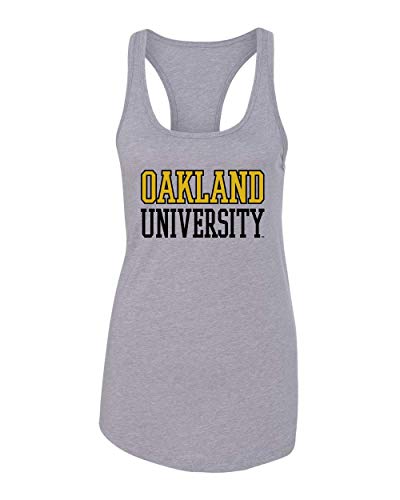 Oakland University Text Two Color Tank Top - Heather Grey