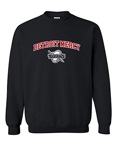 Detroit Mercy Arched Two Color Crewneck Sweatshirt - Black