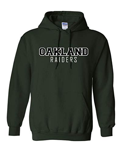 Oakland Community College Block Text Two Color Hooded Sweatshirt - Forest Green