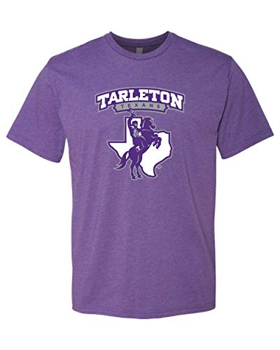 Premium Purple Tarleton Texans Full Logo Adult T-Shirt Tarleton State University Mens/Womens T-Shirt - Purple Rush