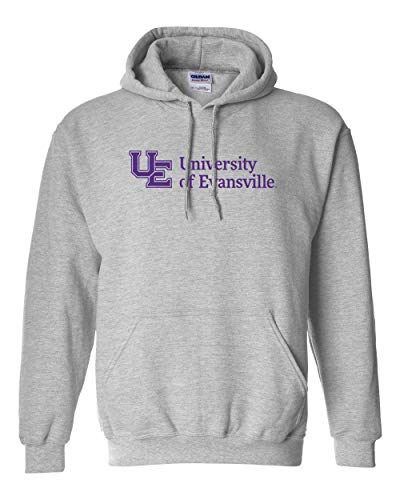 Evansville Purple Text Hooded Sweatshirt - Sport Grey