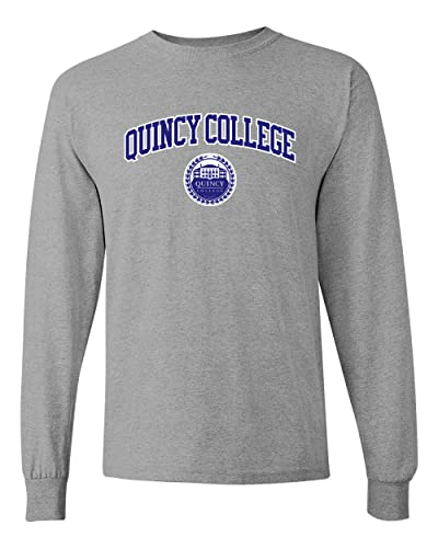 Quincy College Official Logo Long Sleeve Shirt - Sport Grey