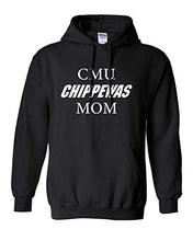 Load image into Gallery viewer, CMU White Text Chippewas MOM Hooded Sweatshirt Central Michigan University Parent Apparel Mens/Womens Hoodie - Black
