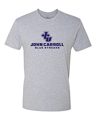 John Carroll Navy Blue Streaks Soft Exclusive T-Shirt - Heather Gray