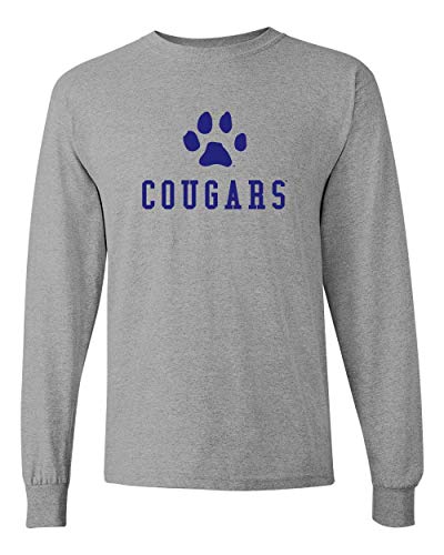 Saint Francis Cougars Navy Paw Long Sleeve T-Shirt - Sport Grey