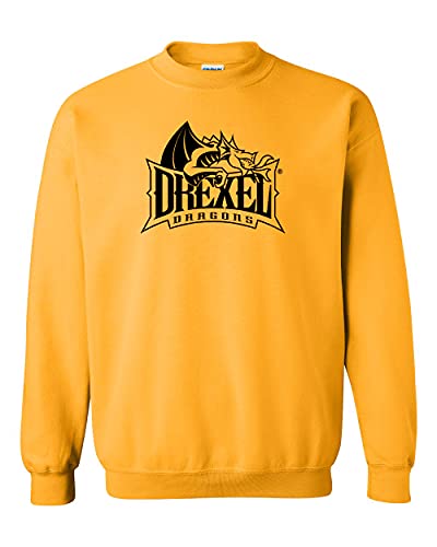 Drexel University Full Logo 1 Color Crewneck Sweatshirt - Gold