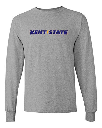Kent State Bolt Text Two Color Long Sleeve T-Shirt - Sport Grey