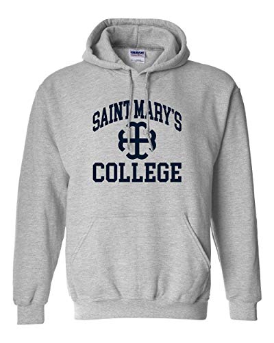 Saint Mary's College Navy Logo Hooded Sweatshirt - Sport Grey
