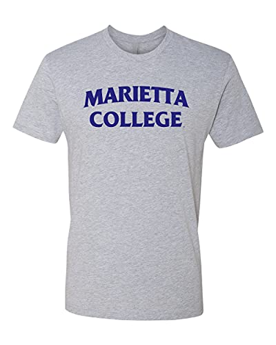 Marietta College Block Navy One Color Exclusive Soft Shirt - Heather Gray