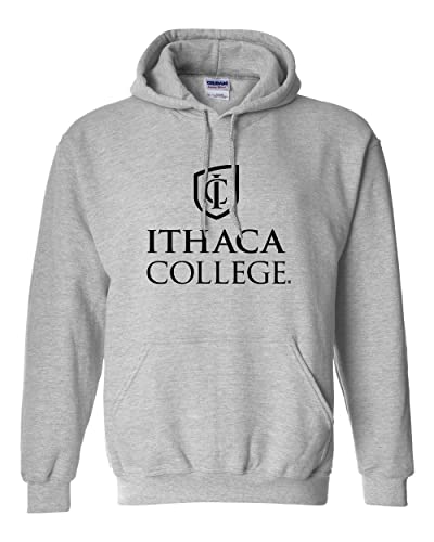 Ithaca College Stacked Hooded Sweatshirt - Sport Grey