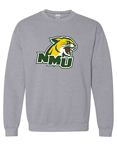 Northern Michigan NMU Angled Crewneck Sweatshirt - Sport Grey