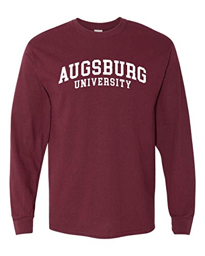 Augsburg University White Text Long Sleeve T-Shirt - Maroon