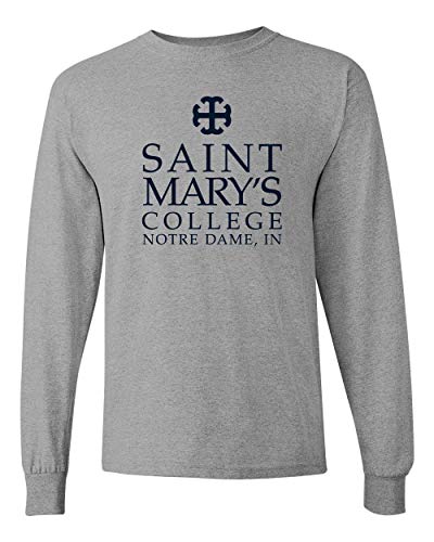 Saint Mary's College One Color Navy Stacked Text Long Sleeve - Sport Grey
