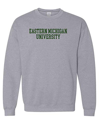 Eastern Michigan University Distressed Crewneck Sweatshirt - Sport Grey