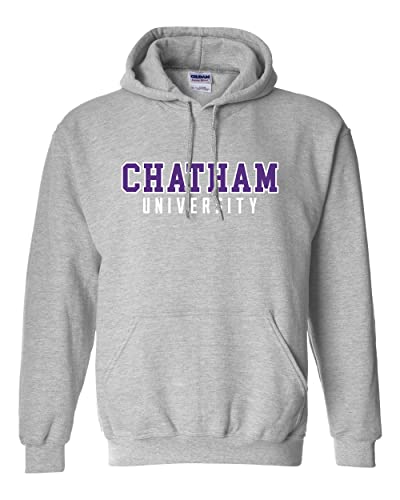 Chatham University Block Letters Two Color Hooded Sweatshirt - Sport Grey