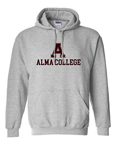 A Alma College Stacked One Color Hooded Sweatshirt - Sport Grey