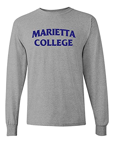 Marietta College Block Navy One Color Long Sleeve Shirt - Sport Grey