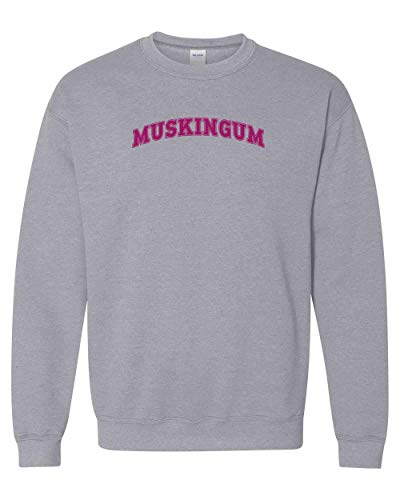 Muskingum University 1 Color Text Crewneck Sweatshirt - Sport Grey