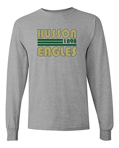 Husson University Retro Long Sleeve Shirt - Sport Grey