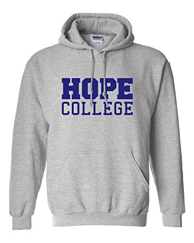 Hope College Stacked One Color Hooded Sweatshirt - Sport Grey